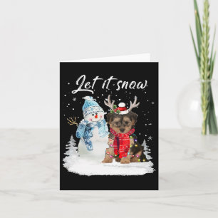 Carte Yorkipoa Père Noël Chien Noël Snowman Noël Pajama 