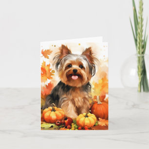 Carte Yorkshire Terrier Automne Thankgiving