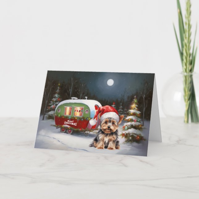 Carte Yorkshire Terrier Caravan Christmas Adventure (Devant)