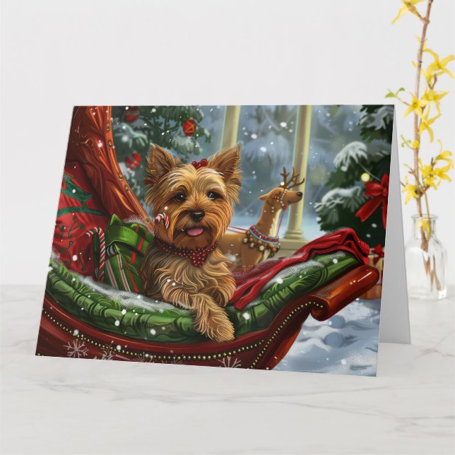 Carte Yorkshire Terrier Chien Fête de Noël (Fleur jaune)
