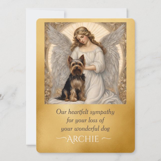 Carte Yorkshire Terrier Élégant Angel Sympathie (Devant)