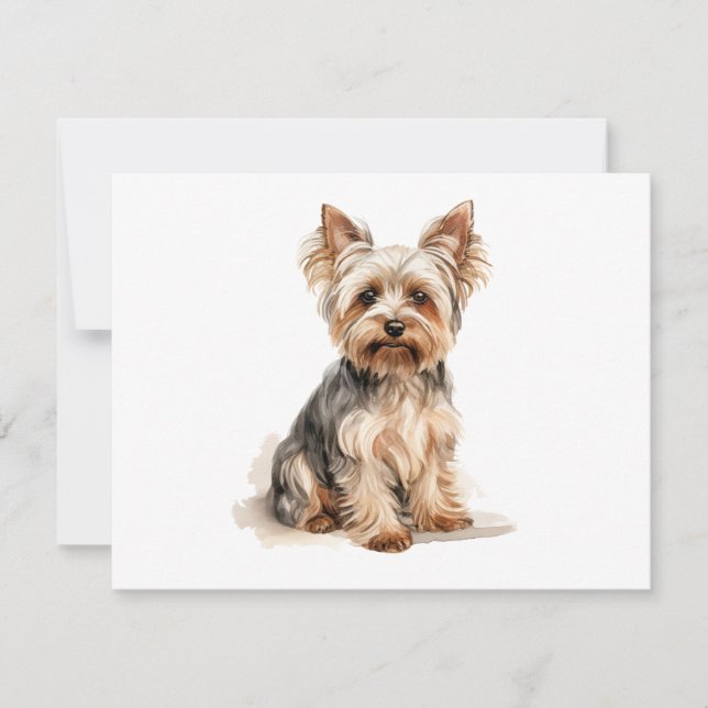 Carte Yorkshire Terrier imprimé aquarelle Yorkie art chi (Devant)