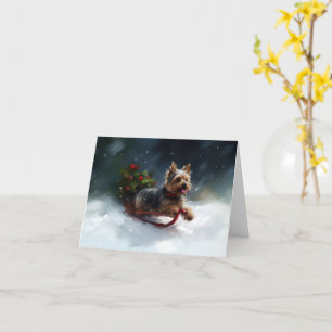 Carte Yorkshire Terrier Noël neige hiver