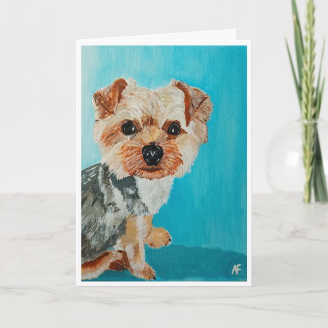 Carte Yorkshire Terrier Peinture d'Alfred Fox (Devant)