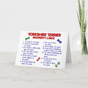 Carte YORKSHIRE TERRIER Propriété Lois 2 Yorkie