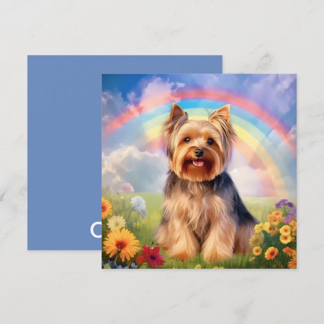 Carte Yorkshire Terrier Rainbow Bridge Yorkie Sympathie (Devant / Derrière)