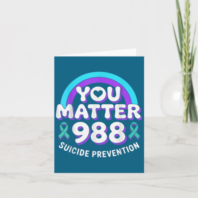 Carte You 988 Suicide Prevention Awareness Rainbow Ribbo (Devant)
