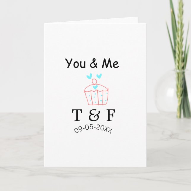 Carte You and me love cup cake red valentine's day name  (Devant)