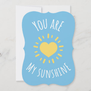 Carte 'You Are My Sunshine' Cute Brillant Coeur Design