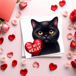 Carte You Are My Valentine Heart Poem Black Cat Holiday 
