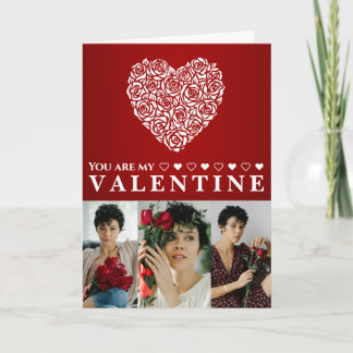 Carte You Are My Valentine Rose Heart Photo