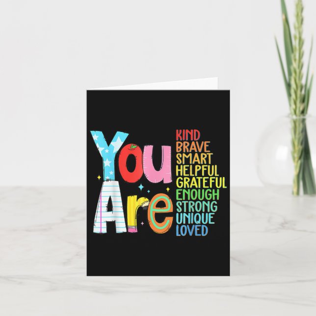 Carte You Are Smart Brave Strong Kind Loved Motivation T (Devant)