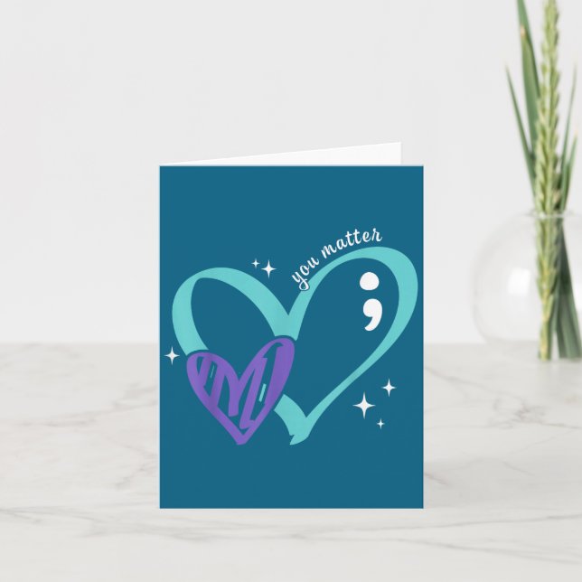 Carte You Suicide Prevention Awareness Teal &amp; Purple (Devant)