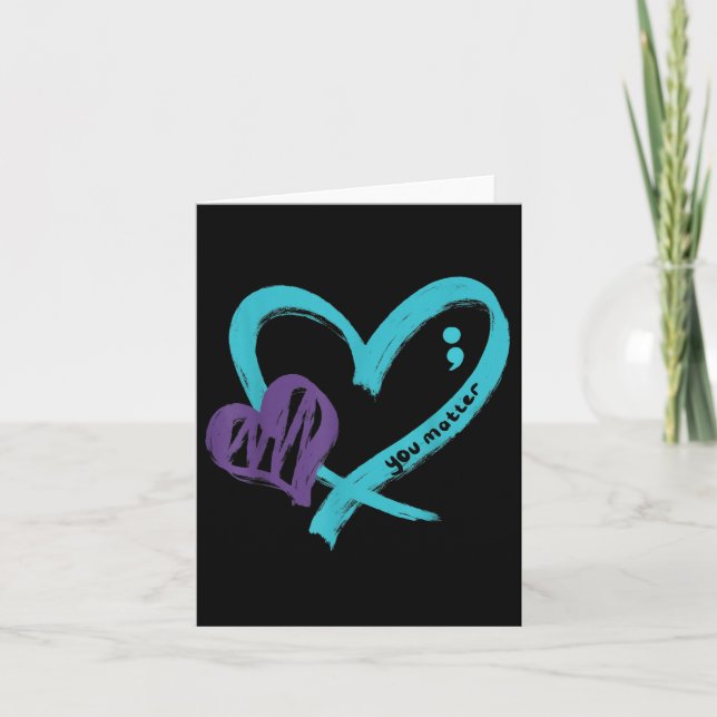 Carte You Suicide Prevention Awareness Teal Purple Heart (Devant)