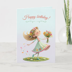 Carte Young girl flourishing in the spring breeze