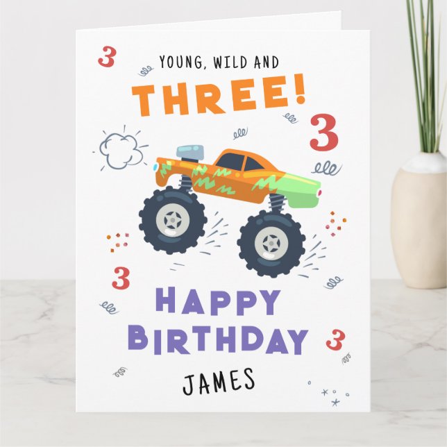 Carte Young Wild Et Trois 3E Voiture Monster Enfants Ann (Devant)