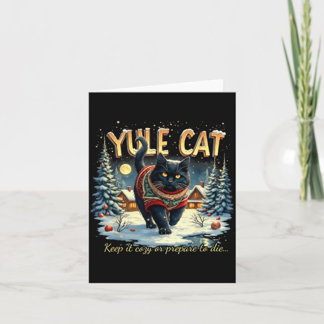 Carte Yule Cat Keep It Cozy Funny Winter Quote  (Devant)