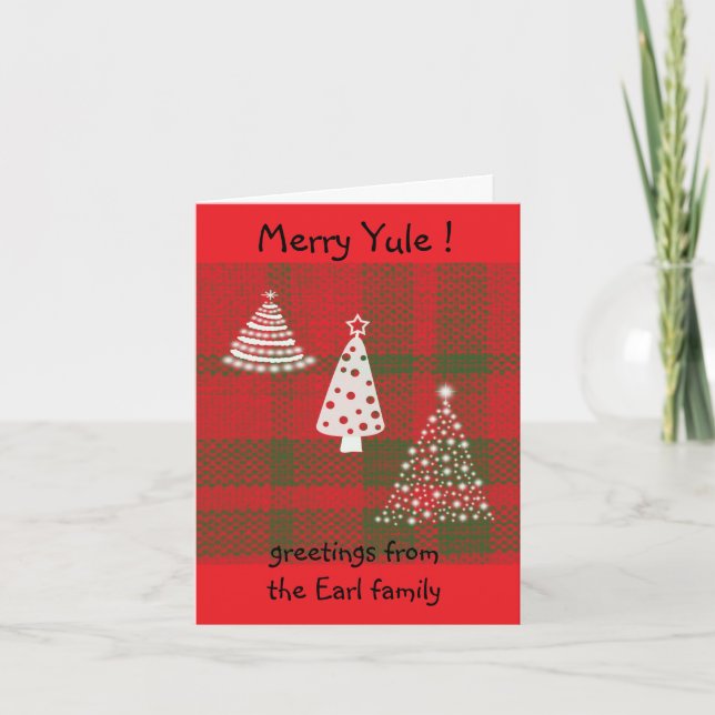 Carte Yule Hiver arbres sur plaid (Devant)