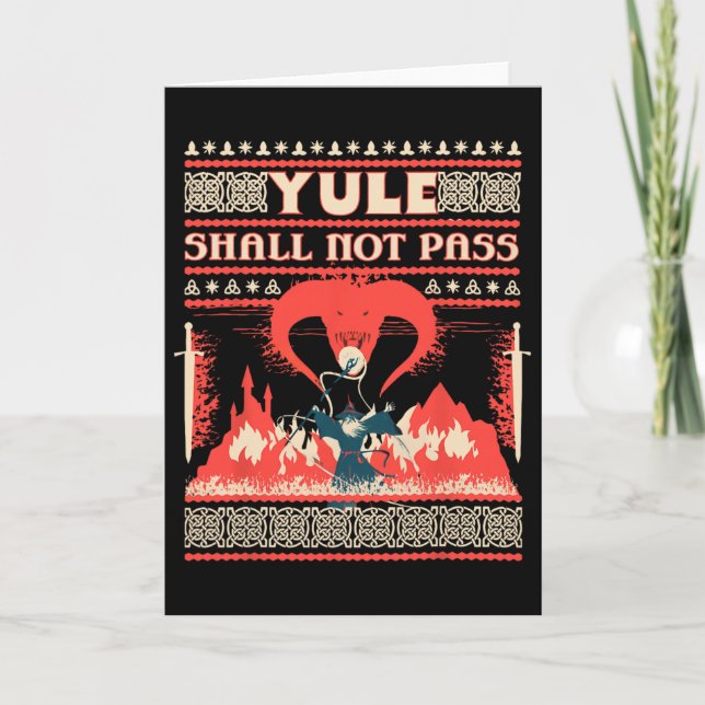 Carte Yule Shall Not P Fantasy Wizard Holiday Pun Funny  (Devant)