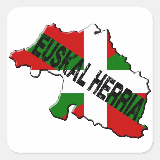 Carte zahlt basque plus drapeau euskal herria quadratischer aufkleber (Vorderseite)
