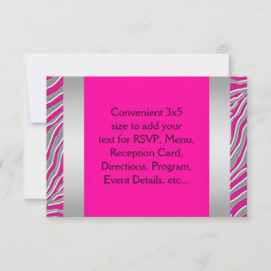 Carte Zèbre rose chaud RSVP
