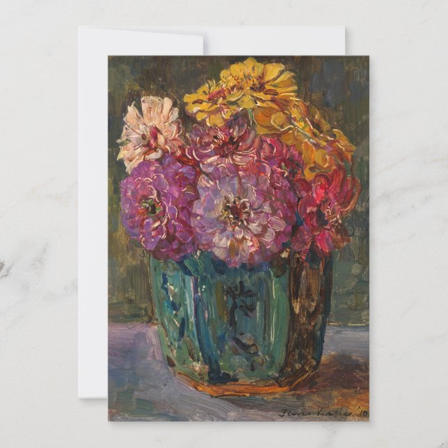 Carte Zinnias dans un pot vert | Floris Verster (Devant)