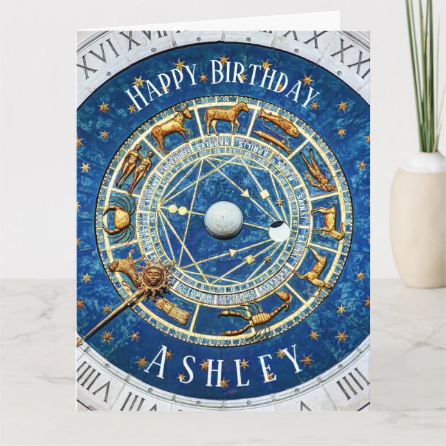 Carte Zodiac Anniversaire Anniversaire Soleil Signes Ble (Devant)