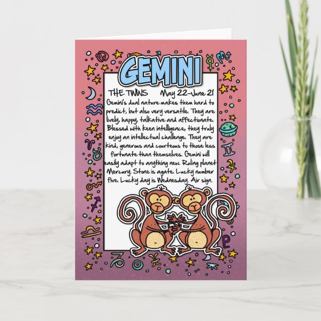 Carte Zodiac - Gemini Fun Fun Facts (Devant)