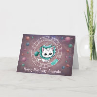 Zodiac Leo Cute Chat Roue Planète Astrologie