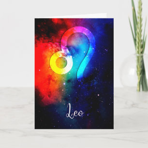 Carte Zodiac : Leo Rainbow Space