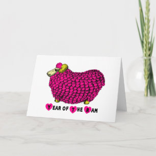 Carte Zodiac Pink Big Ram Chinois Nouvel An
