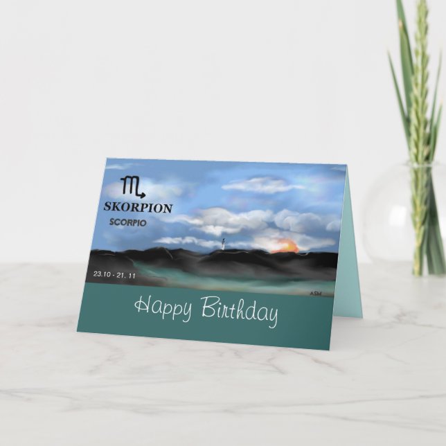 Carte Zodiac sign , SCORPIO - Joyeux anniversaire (Devant)