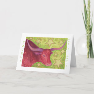 Carte Zodiac Taurus 'Joyeux anniversaire' frontière blan