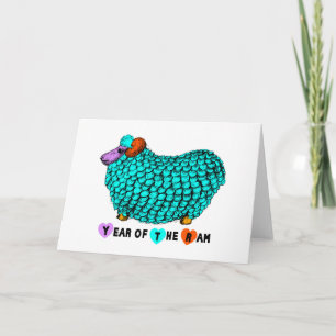 Carte Zodiac Turquoise Big Ram Chinoise Nouvel An