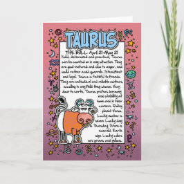 Carte Zodiaque - anecdotes amusantes de Taureau