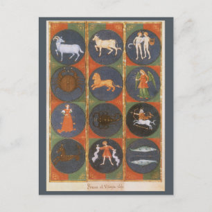 Carte zodiaque céleste vintage, astrologique, 1475