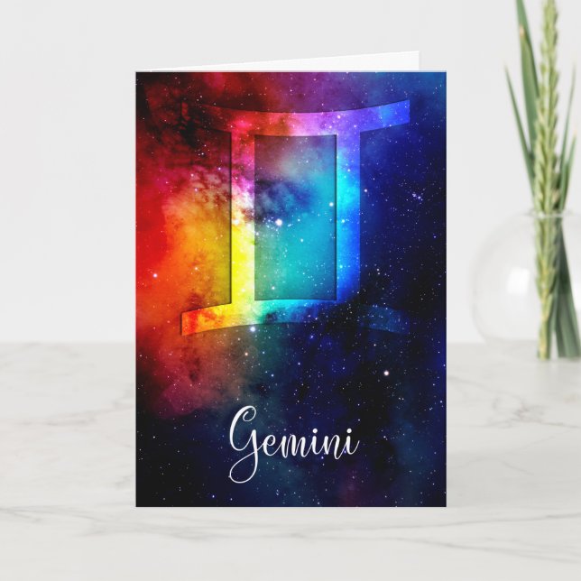 Carte Zodiaque : Gémeaux Arc-en-ciel Espace (Devant)