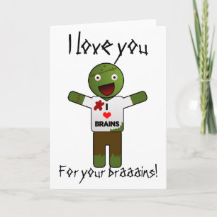 Carte Zombie Vous Aime Pour Votre Cerveau !