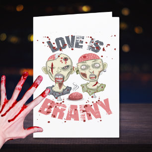 Carte Zombies L'Amour Est Braineux - Drôle Halloween