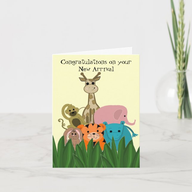 Carte Zoo Animal Nouveau Bébé félicitations (Devant)