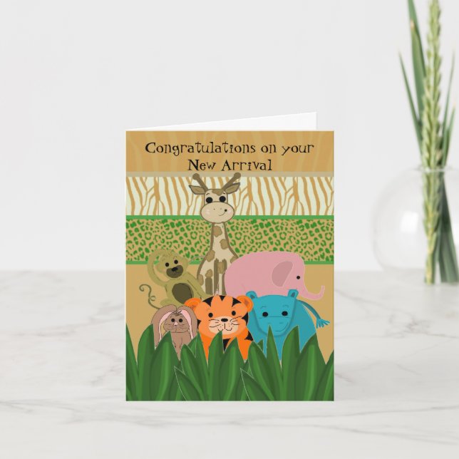 Carte Zoo Animal Nouveau Bébé félicitations (Devant)
