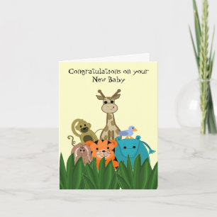 Carte Zoo Animal Nouveau bébé Félicitations