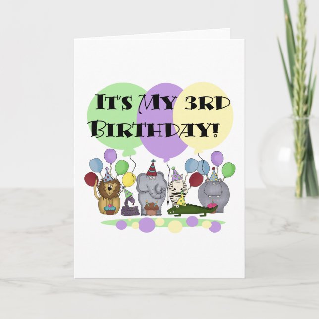 Carte Zoo Animaux 3e Anniversaire Tshirts et cadeaux (Devant)