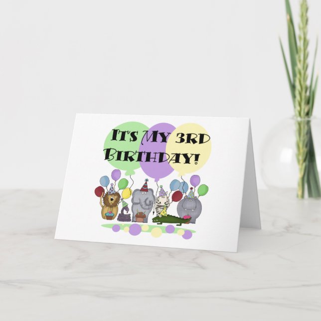 Carte Zoo Animaux 3e Anniversaire Tshirts et cadeaux (Devant)