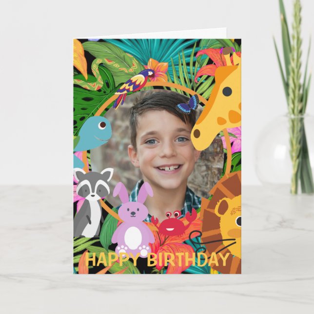 Carte Zoo Wild Animal Jungle Safari Anniversaire de enfa (Devant)