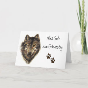 Carte Zum Geburtstag, loup, loups, animal d'Alles Gute