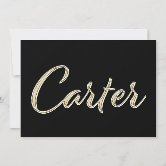 Carter Nom or blanc Carte écriture manuscrite (Devant)