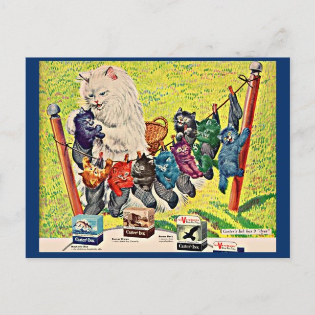 Carter’s Ink ad mama cat and kittens der 40er Jahr Postkarte (Vorderseite)