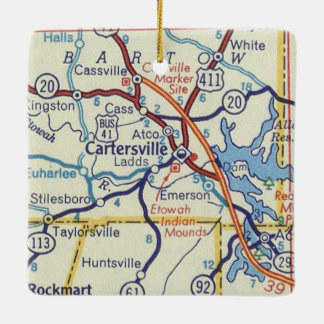 Cartersville GA Vintage Karte Keramikornament
