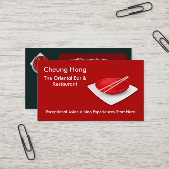 Cartes à emporter chinoises/japonaises de (Devant/Arrière en situation)